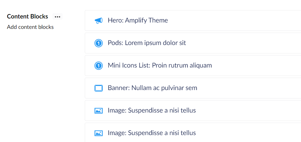 Example content blocks. Example content blocks