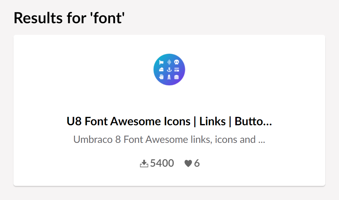 Locate our Font Awesome Property editor in the Umbraco back office. Locate our Font Awesome Property editor in the Umbraco back office.